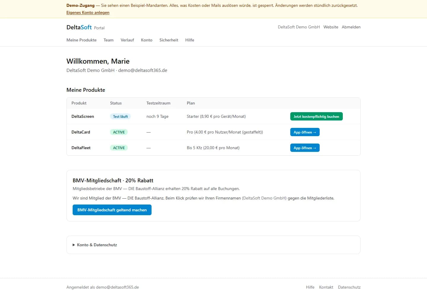 DeltaSoft Portal — Meine Produkte